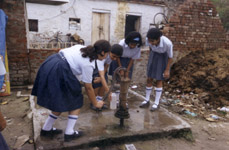Students sampling ground water