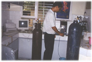 Analyzing water samples at the hi-tech TARA Environment Monitoring Facility